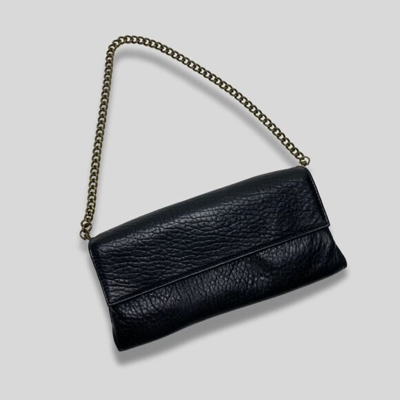 ABACO PARIS Black Pebble Leather Clutch Bag - Picture 1 of 8